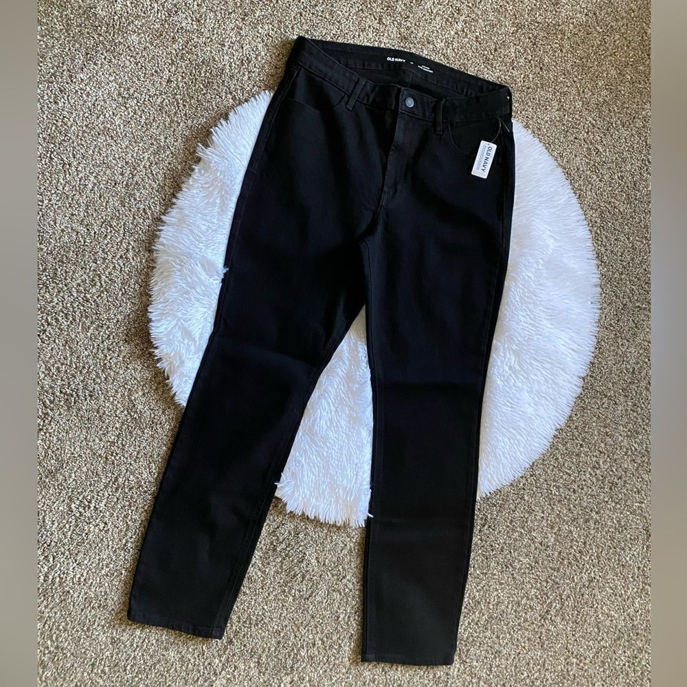 Old Navy Jeans High‎ Rise Wow Straight Black New Womens Size 12